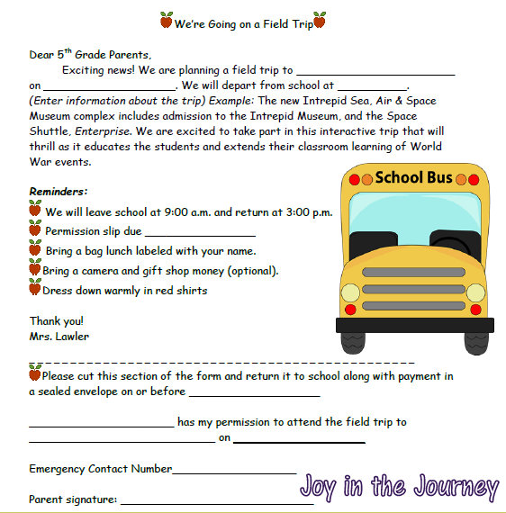 school field trip permission forms