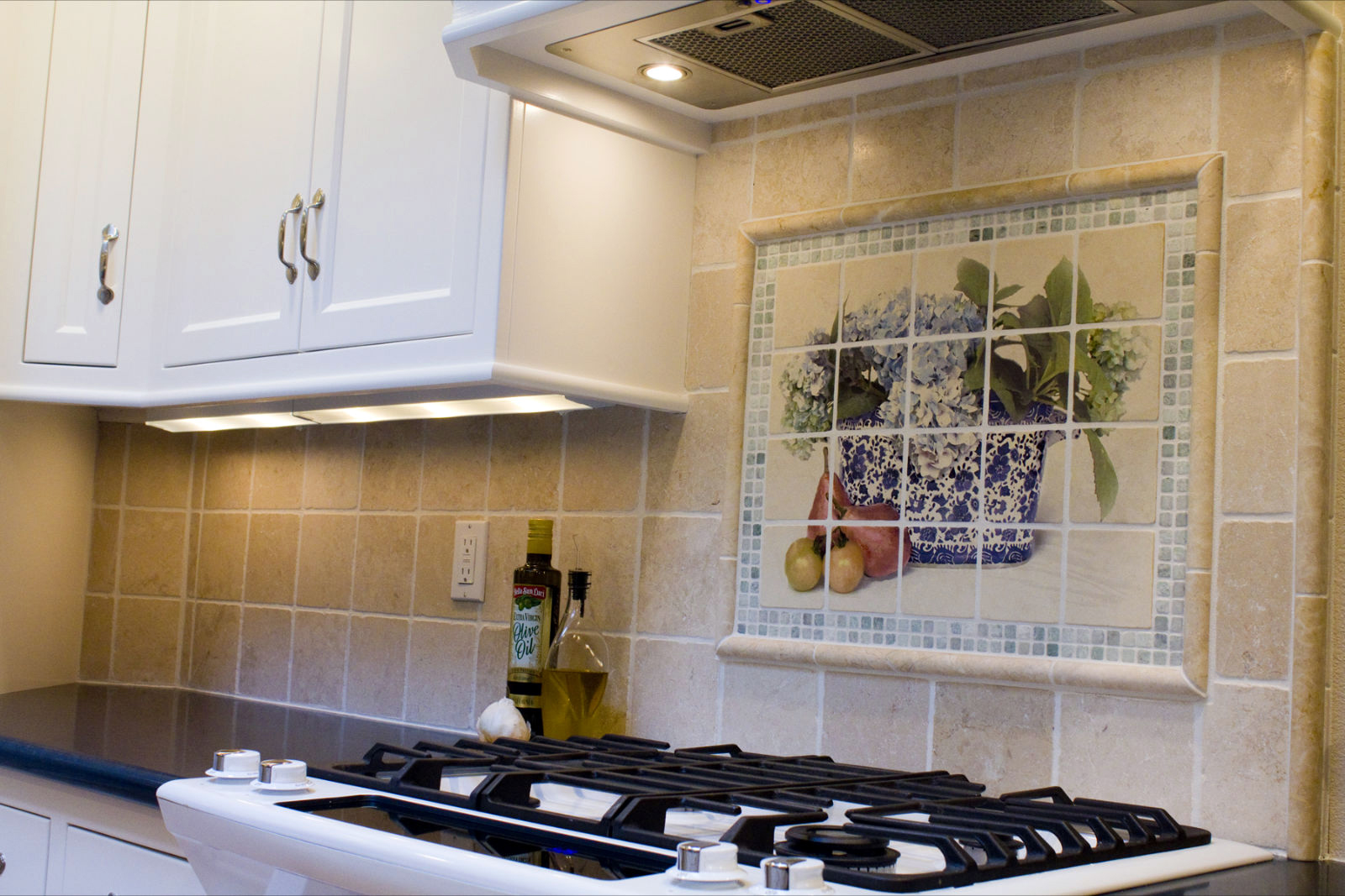 Custom mural backsplash install