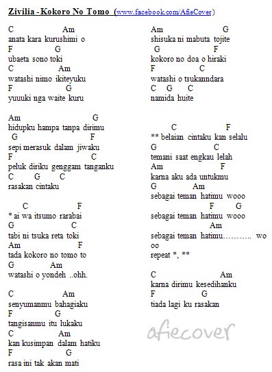 Afie Khalid: Zivilia - Kokoro No Tomo (teman di hati ♥) cover