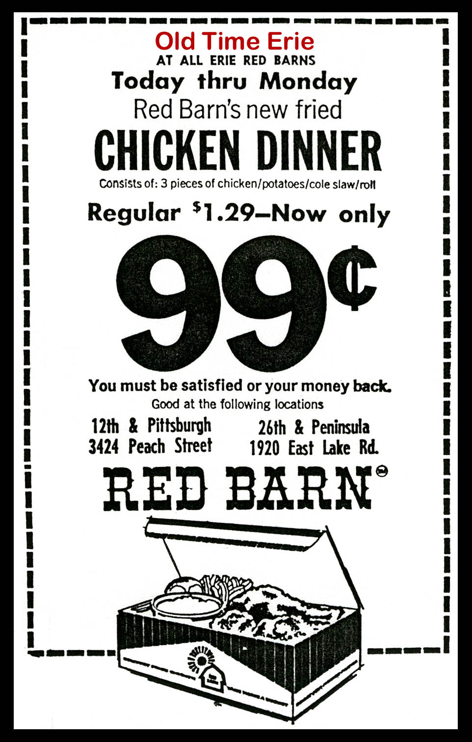 Old Time Erie Red Barn 99¢ Chicken Dinner