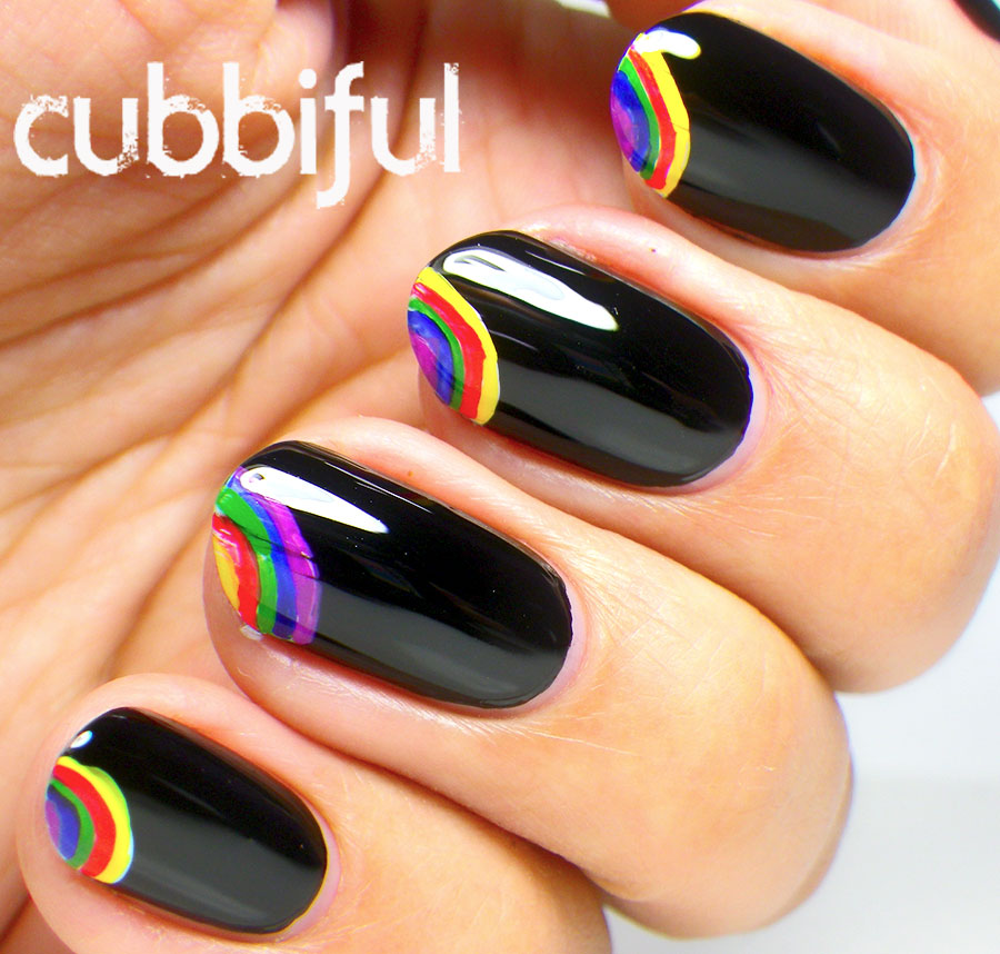 cubbiful 31DC2015 Day 20 Rainbow Black Rainbow Nails