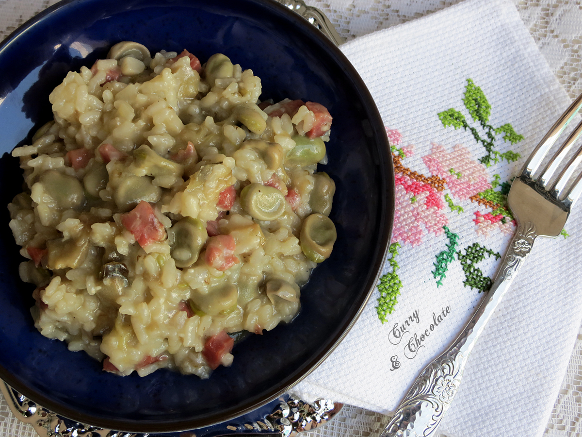 Risotto de habas y berenjena con jamón – Eggplant and fava beans risotto Risotto de habas y berenjena con jamón – Eggplant and fava beans risotto