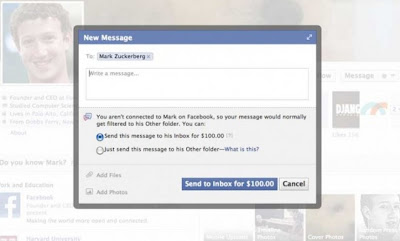 Screen Shot of Message to Facebook CEO Mark Zukerberg