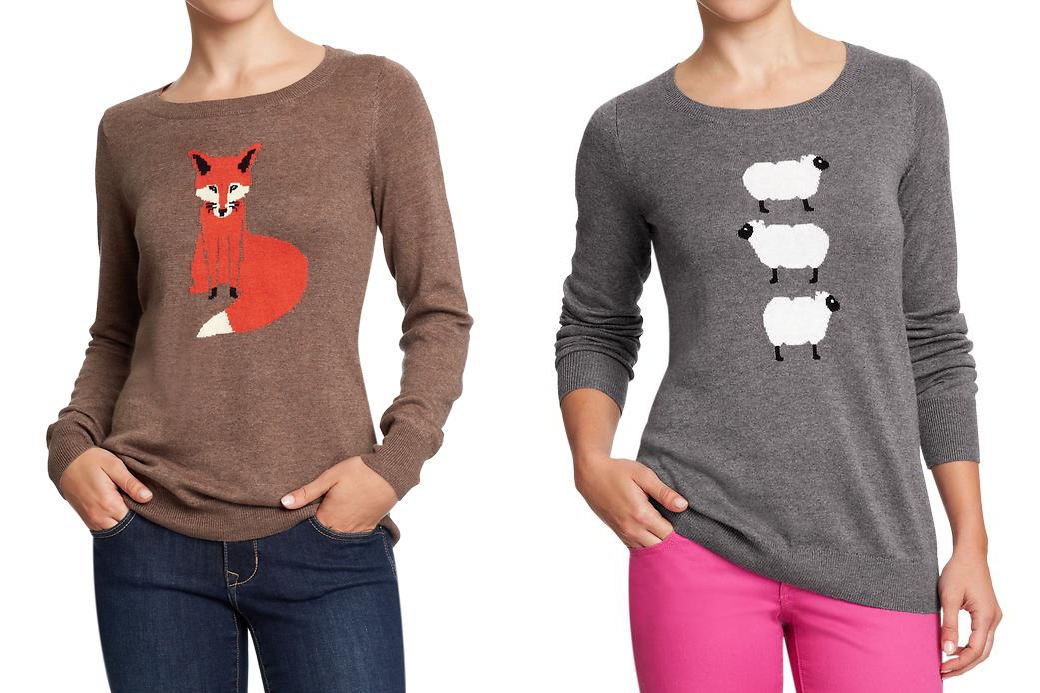 this is my socalled style cheap thrill animal sweaters from Old Navy