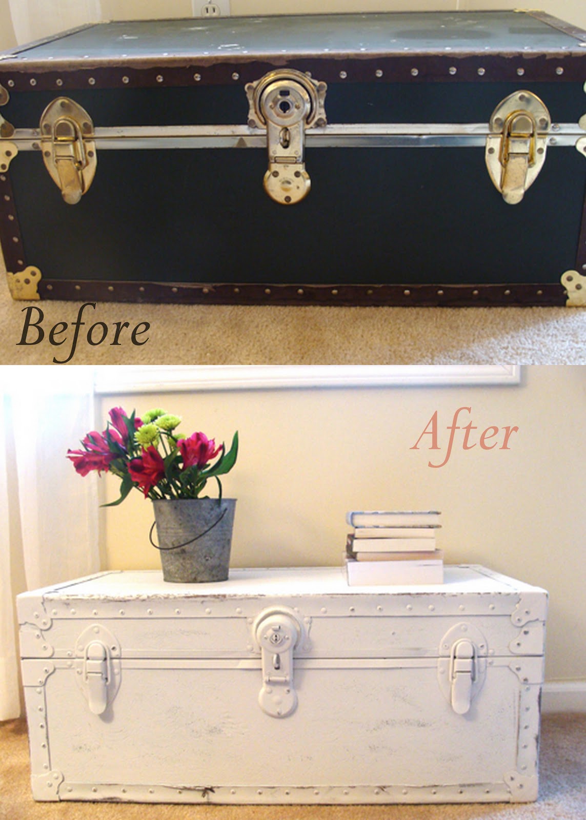 Something Ivory DIY Leather Trunk Makeover