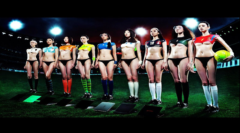 Download football girls soccer body painting paint colors grass