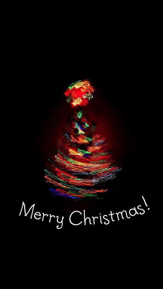 Merry Christmas Light Painting Tree Android Wallpaper