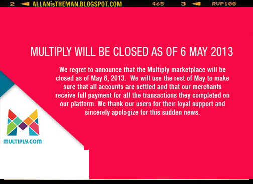 Multiply.com closes down on May 6