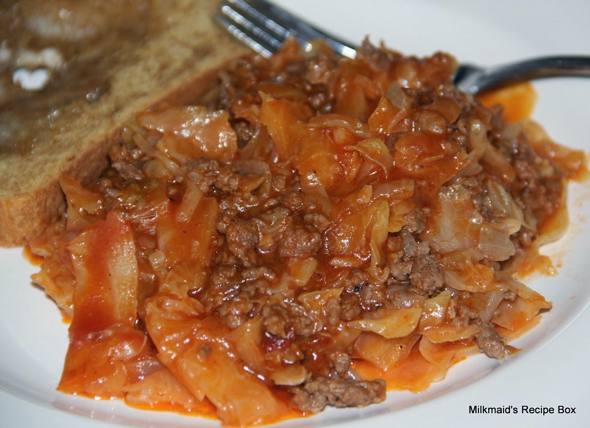 Milkmaid's Recipe Box CEDRIC's Casserole (cabbage, onions, ground beef