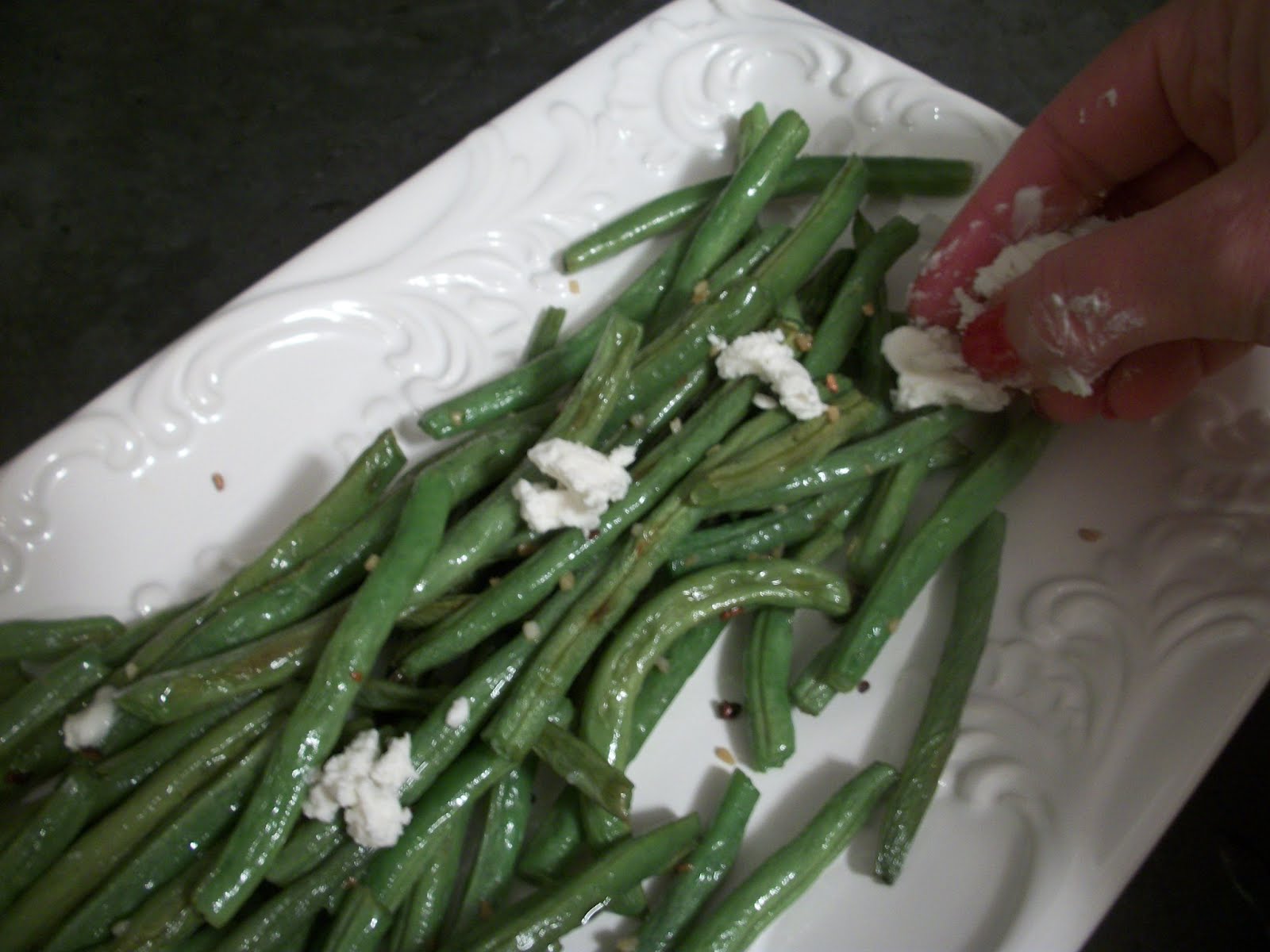 Cook with Sara Roasted Green Beans with Goat Cheese