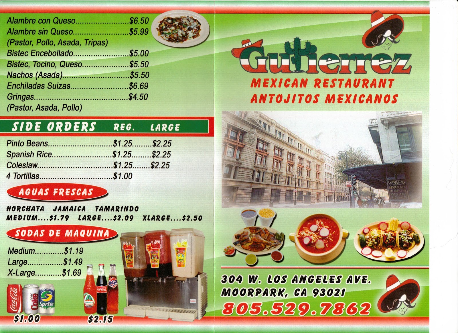 Vc Menu Gutierrez Mexican Restaurant Moorpark