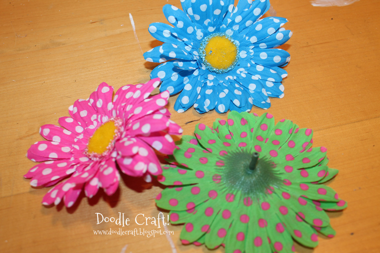 Doodlecraft Polka Dot Flower Hair Clips!