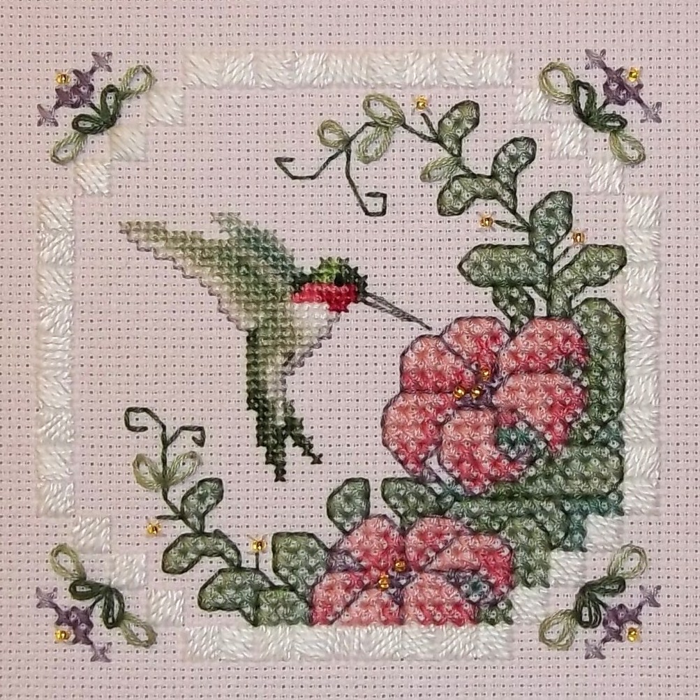 . Debbie's Cross Stitch Hummingbird finished and more stash!