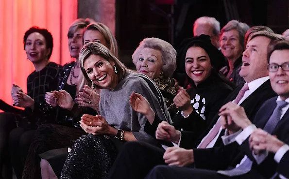 King Willem Alexander and Queen Maxima, Princess Beatrix, Princess Mabel, Princess Laurentien and Prince Constantijn of the Netherlands attend the 2015 Prince Claus Awards at the Royal Palace