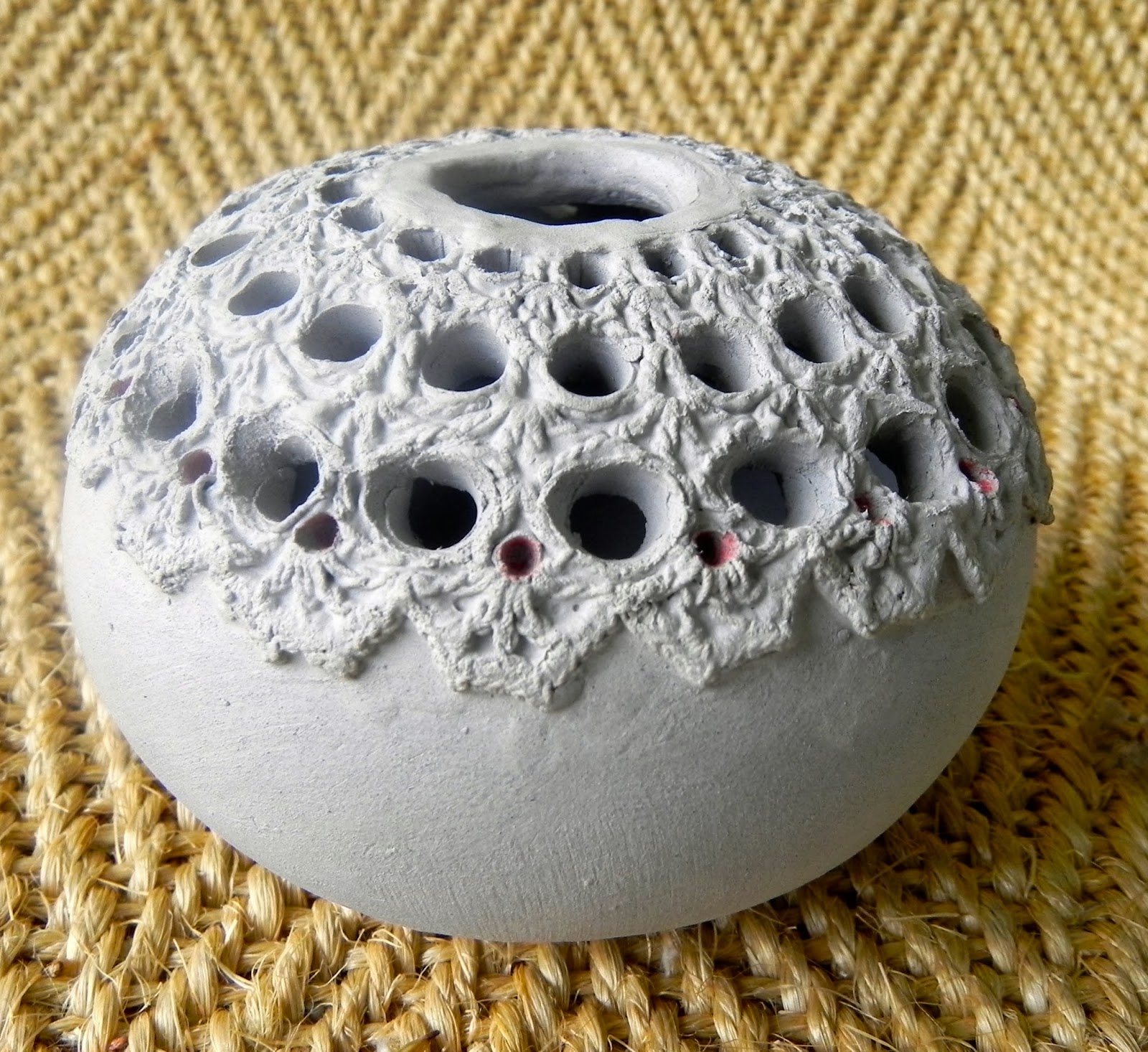 Summerland Cottage Studio Vintage doilies and clay creations