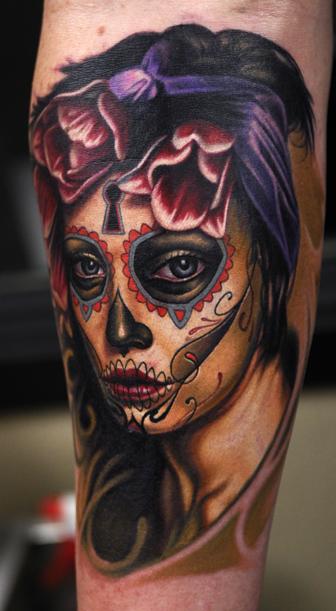 day of dead girl tattoo design. day of dead tattoos.
