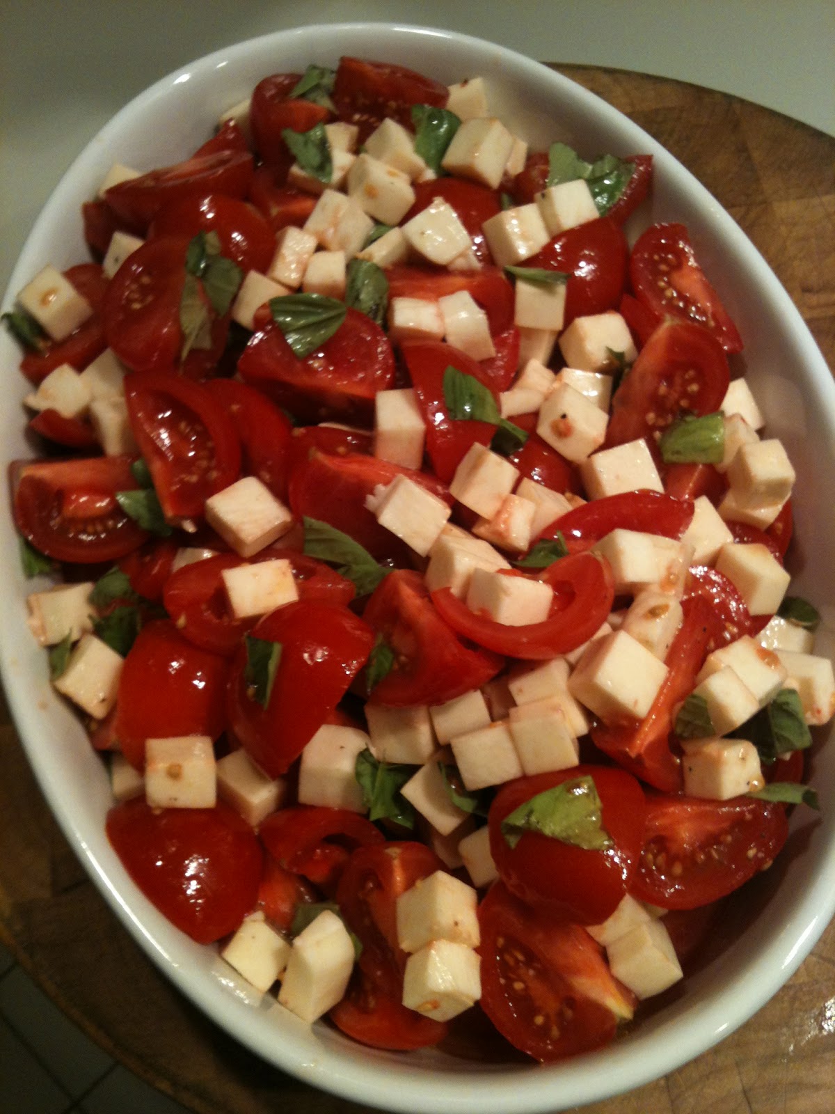 The Swedish Chef Fresh Garden Tomato and Basil Salad with Fresh Mozzarella