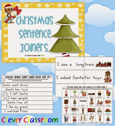 Christmas Sentence Joiners with Record Sheets Center Activity - 19 pages