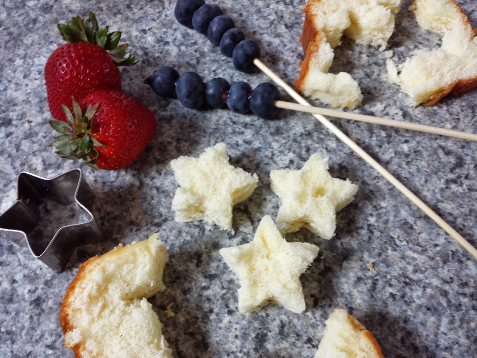 patriotic fruit skewer close up