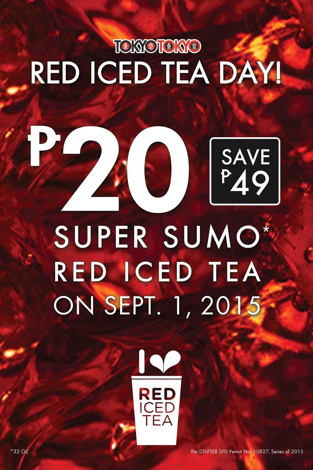 Tokyo Tokyo Red Iced Tea Day on Sept. 1 Super Sumo Red Iced Tea for