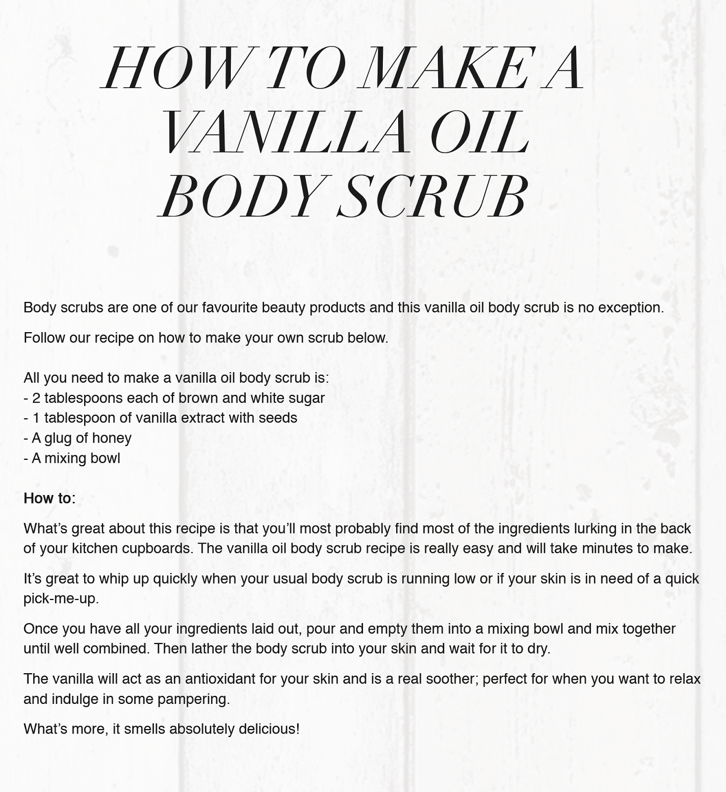 BEAUTY How To Make a Vanilla Oil Body Scrub Lilla Loves