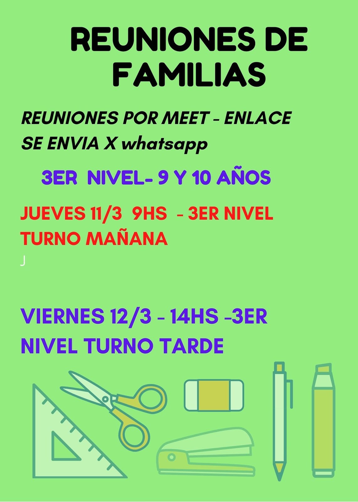 REUNIONES DE FAMILIAS -3ER NIVEL