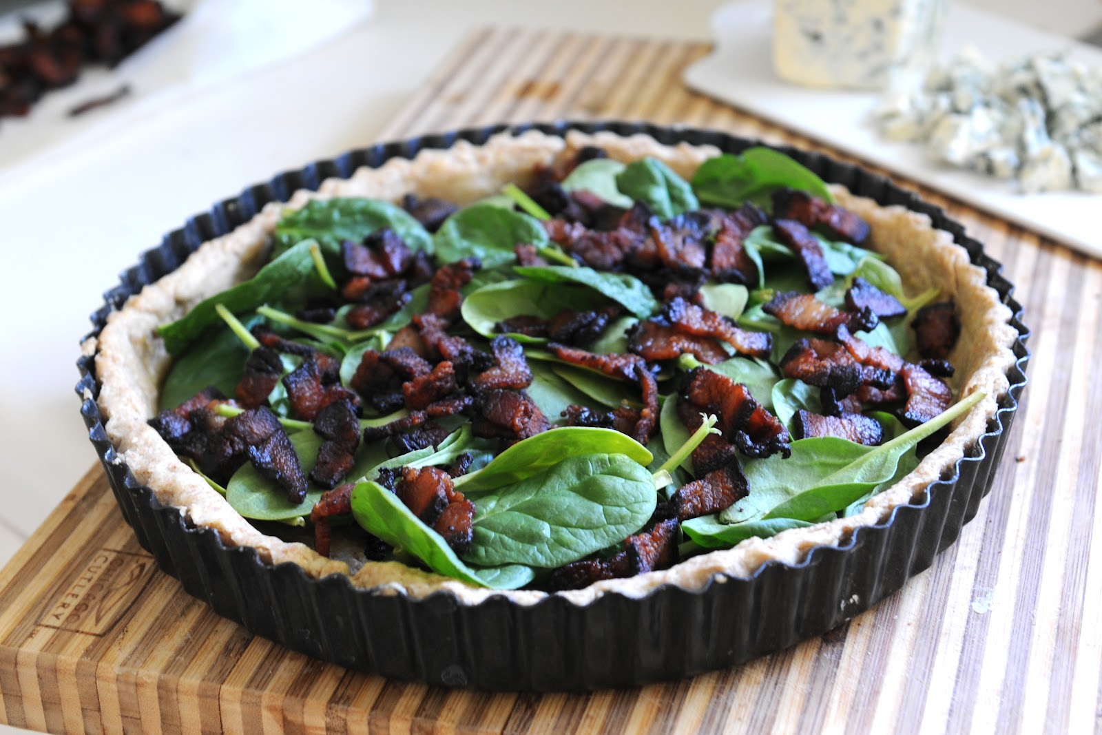 Simply Gourmet 134. Spinach, Blue Cheese and Bacon Quiche with a Spelt
