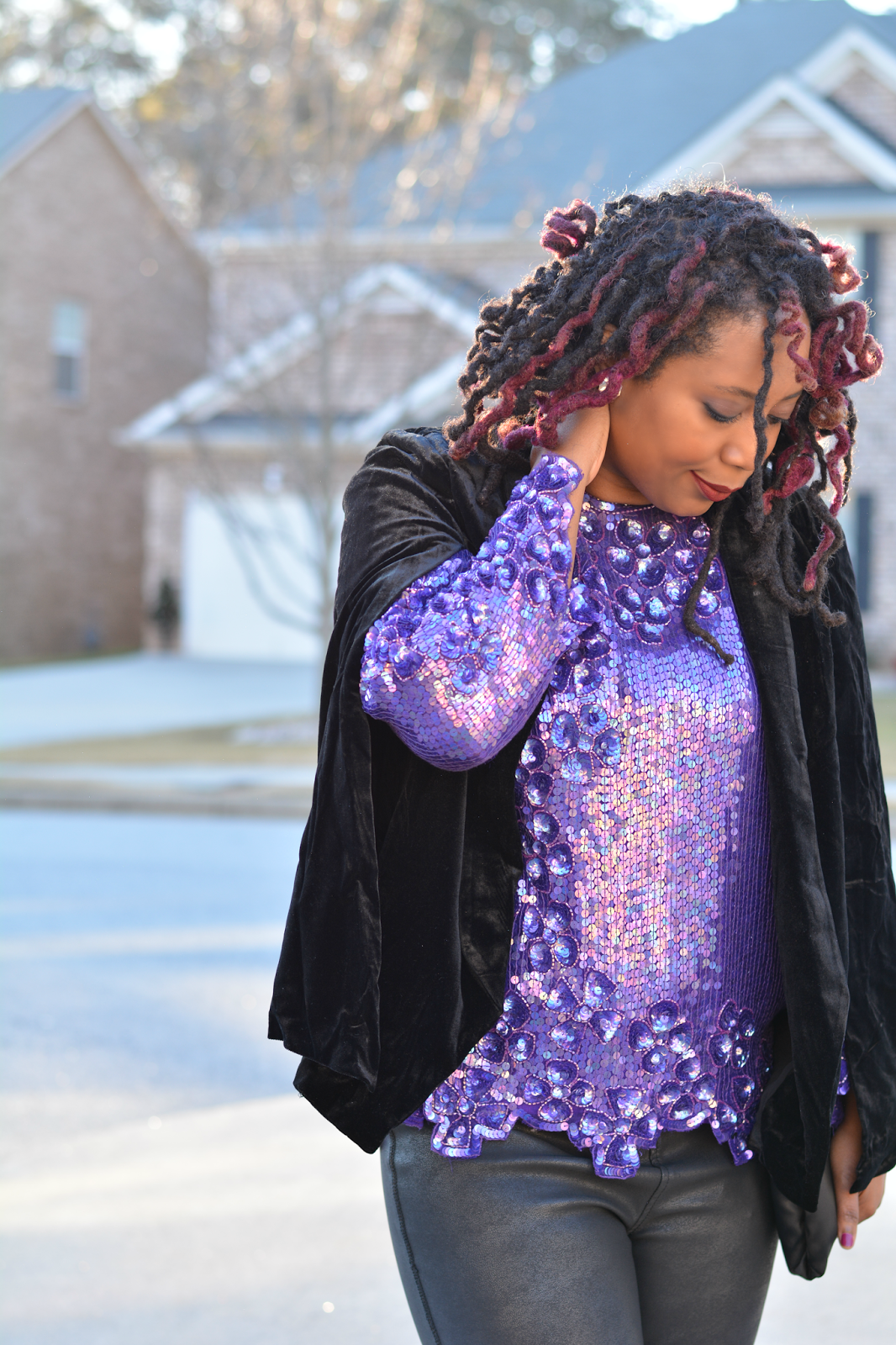 vintage sequin top with cape