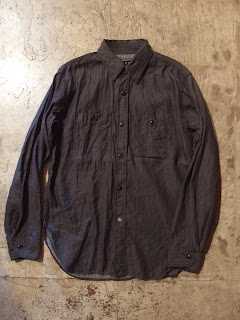 engineered garments work shirt in indigo denim shirting