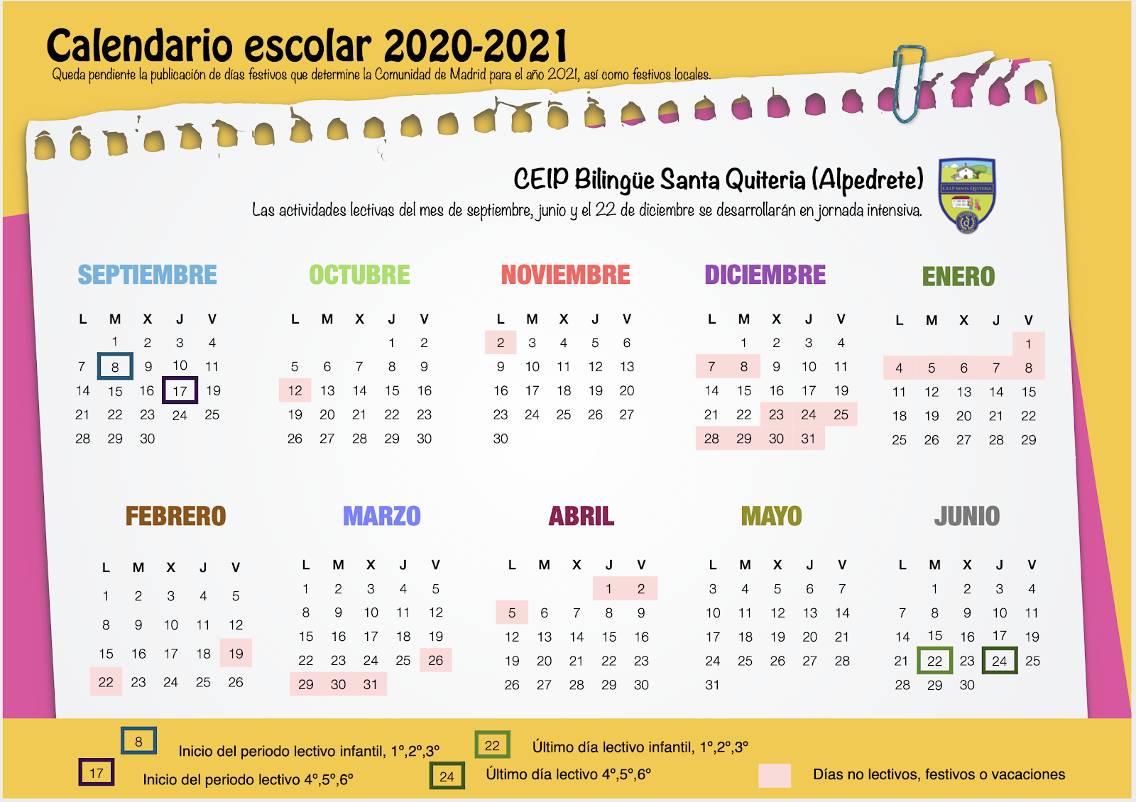 Calendario escolar 2020/2021