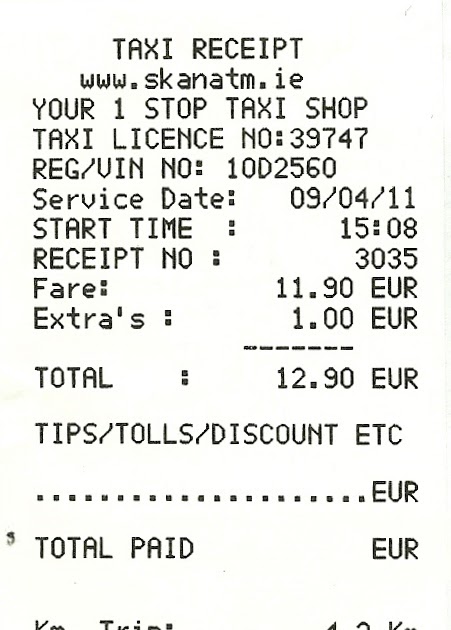 Editable taxi receipt template picture