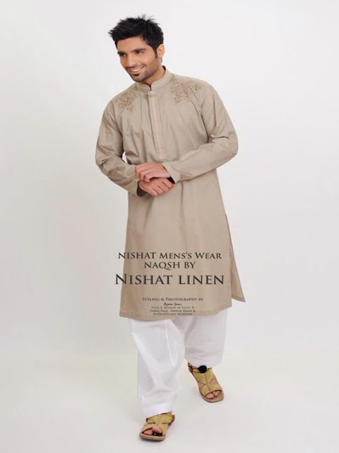 Nishat Linen Latest Men's "NAQSH" Kurta Summer Collection 2013