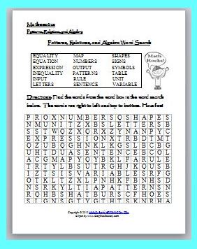 Printables Algebra Puzzle Worksheets classroom freebies algebra word search puzzle puzzle