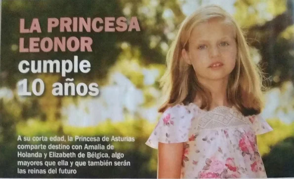 Spain's future queen turns 10. Leonor, Princess of Asturias (Leonor de Todos los Santos de Borbón y Ortiz, born 31 October 2005) is the elder daughter of King Felipe VI and Queen Letizia of Spain. Leonor is first in the line of succession to the throne.