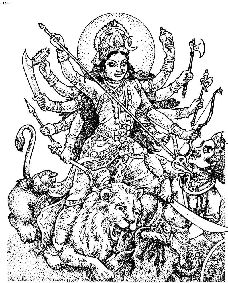 HiNDU GOD: goddess durga sketch