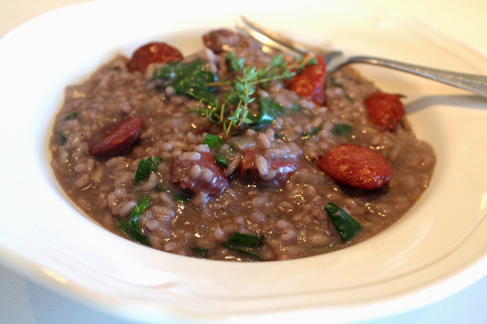 Mushroom and Spinach Risotto with Chorizo Desire Empire