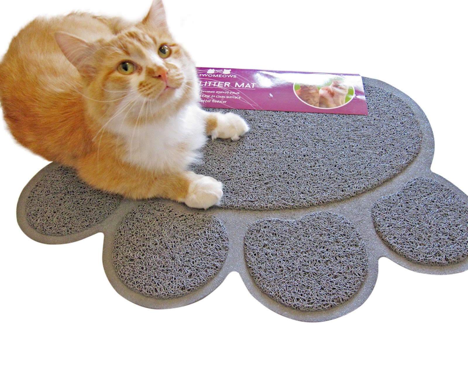 With Open Eyes To See Two Meows Cat Litter Mat (Grey) Paw Shaped Review