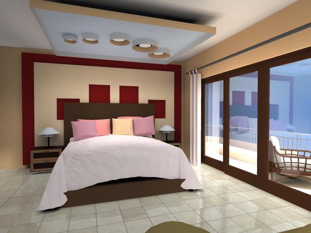 Interiores 3: Propuesta de diseño del color en una habitacion suite