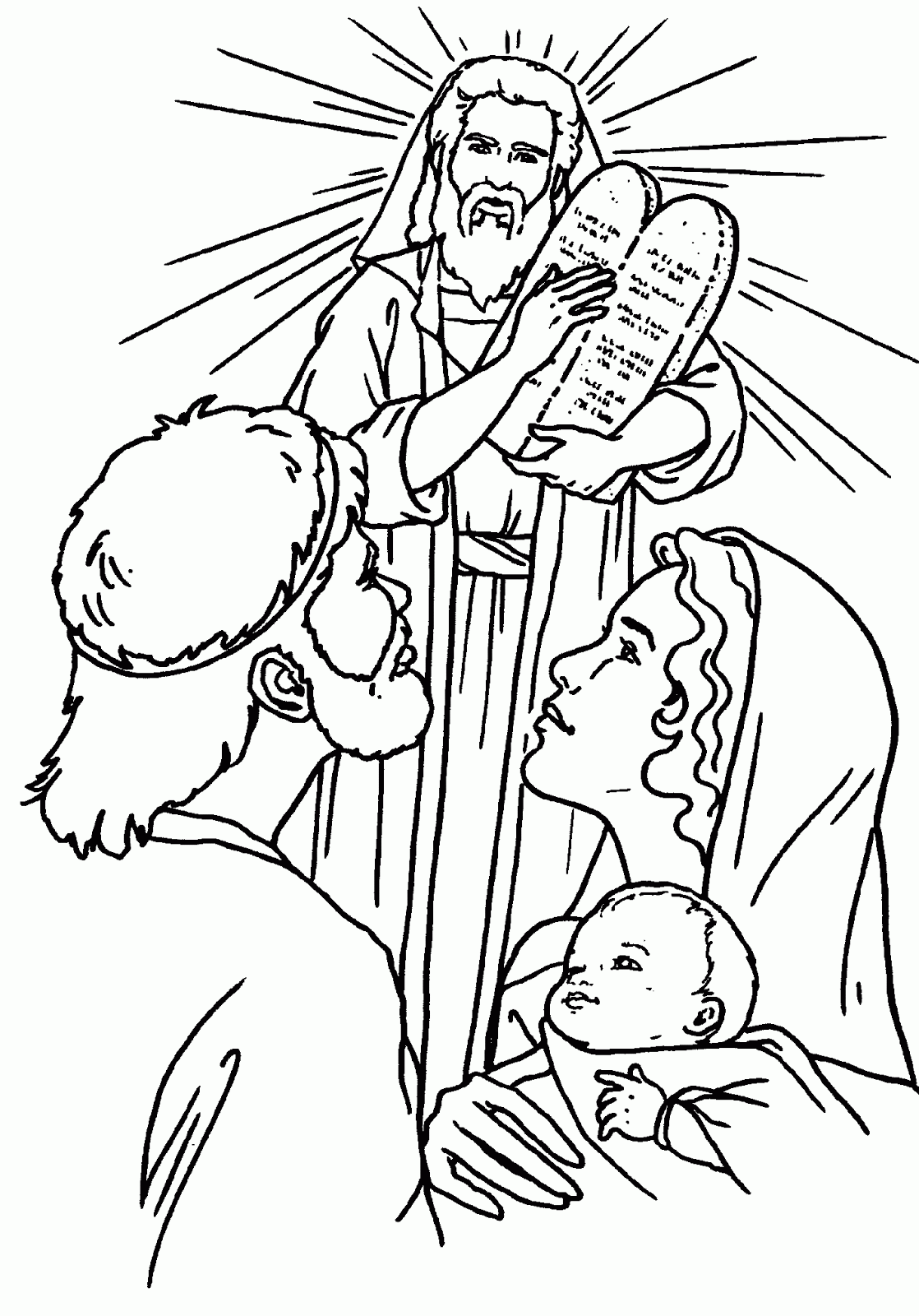 Dibujo de Moises con las tablas de la Ley para colorear Dibujos para