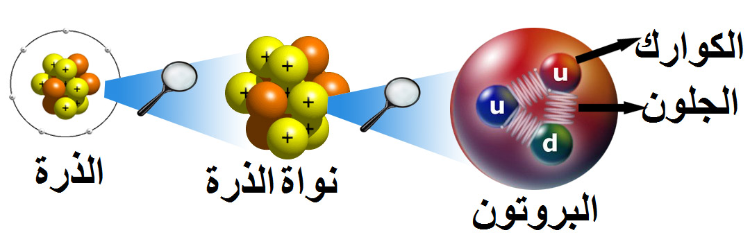 جسيم موجب الشحنة يوجد داخل نوة الذرة .