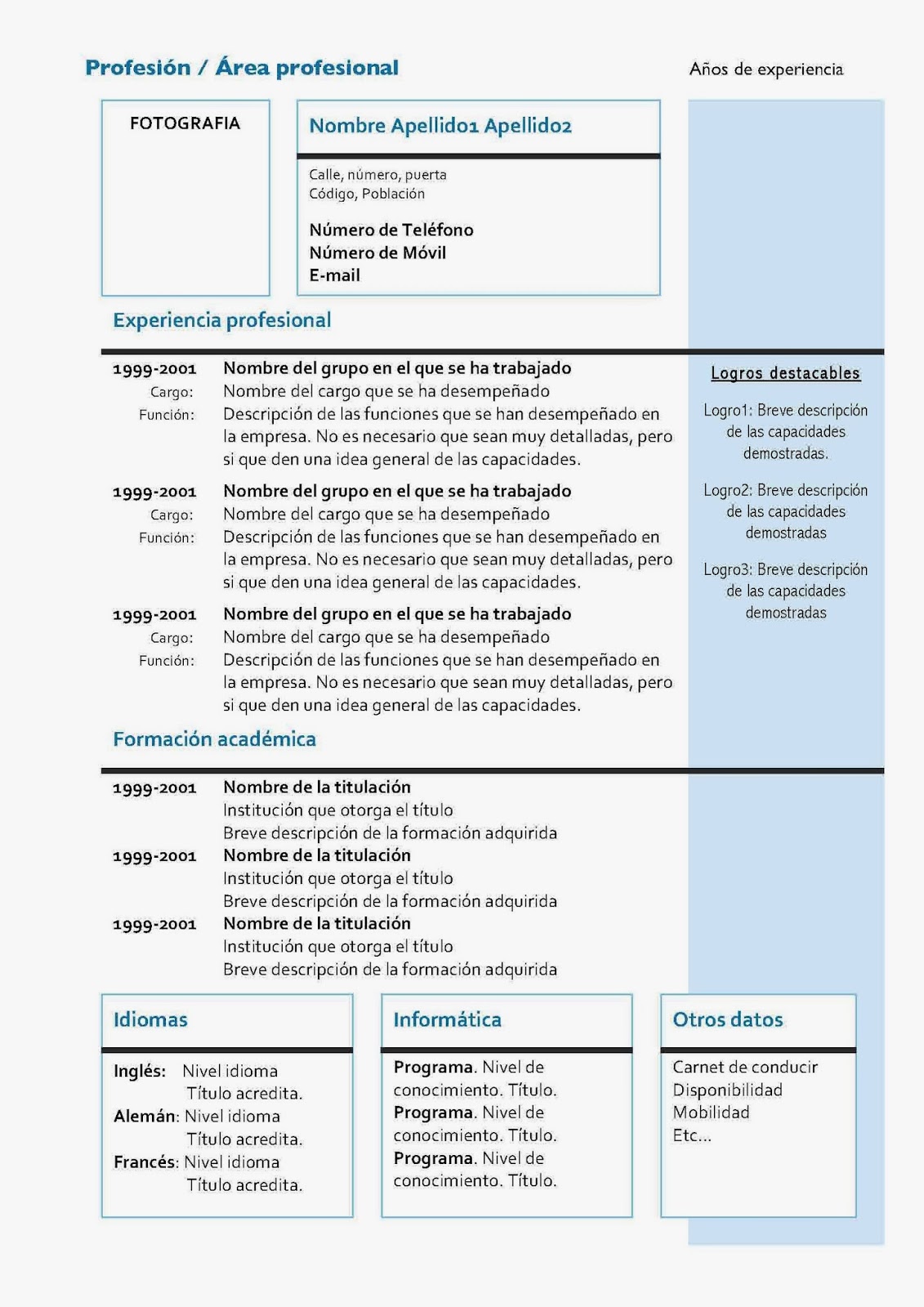 fol tafad elaborar un curr 237 culum vitae modelo curriculum vitae