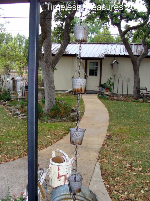 Timeless Treasures Tin Buckets HomeMade Rain Chain Downspout