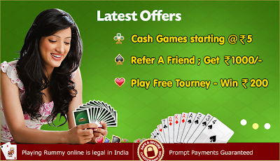 Win Real Cash By Playing Rummy...Login Everyday And Get Rs.5 Free (Must Go For It)!!!