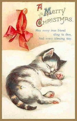 Buon Natale Vintage.Le Ceramiche Di Marta Buon Natale Auguri Vintage Con Gatti Merry Christmas Cards With Cats