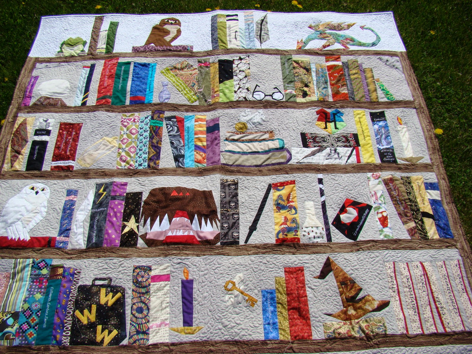 My Quilting Addiction Harry Potter Bookshelf is finished!