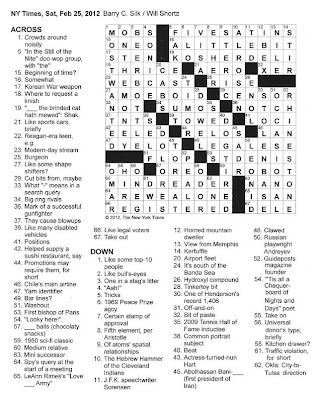 The new york times crossword in gothic: 07.08.12 — make "the" change The New York Times Crossword in Gothic: 02.25.12 — The Crossword Puzzle