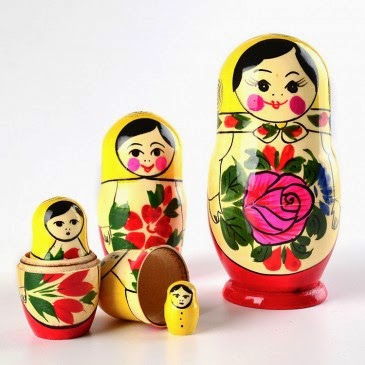 Traditional Red Roses Matryoshka Nesting Doll from Russia