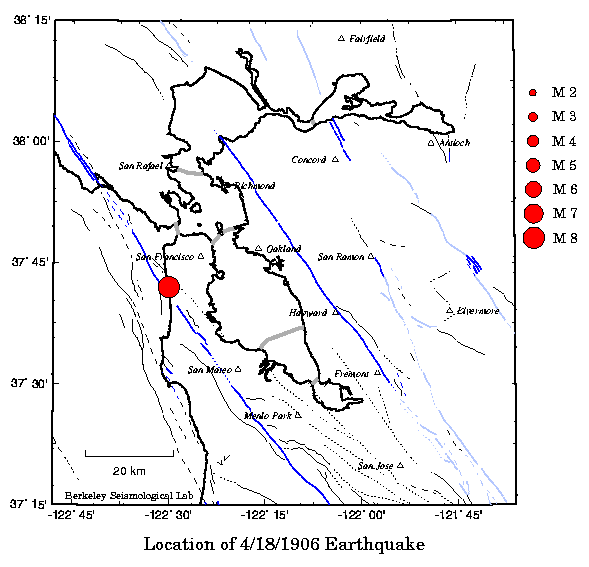 San francisco earthquake 1906 epicenter map