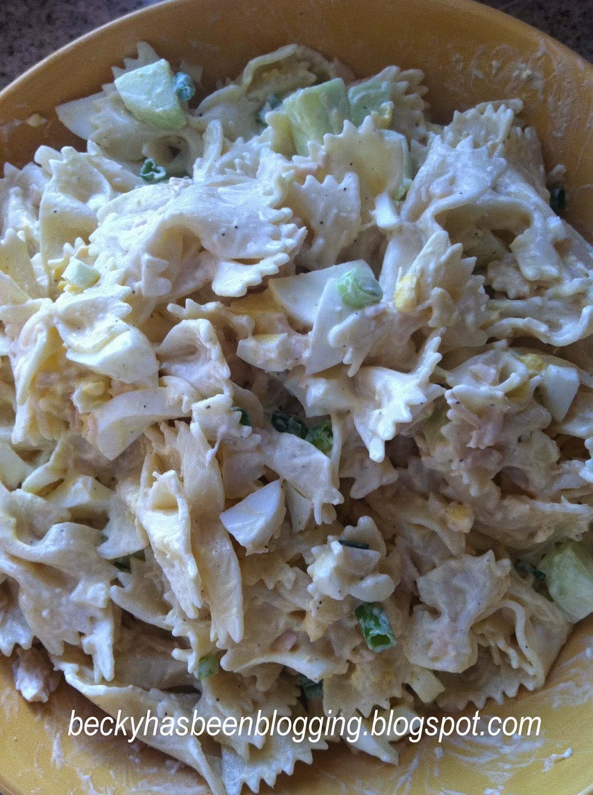 Becky Has Been Blogging Chicken, Pasta, Egg and Cucumber Salad That Will Blow Your Socks Off!