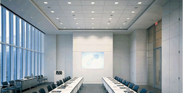 Modern White False Ceiling Tiles For Office With Lights